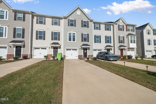 Front view of stylish low-maintenance Raleigh townhome
