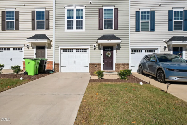 Front view of stylish low-maintenance Raleigh townhome