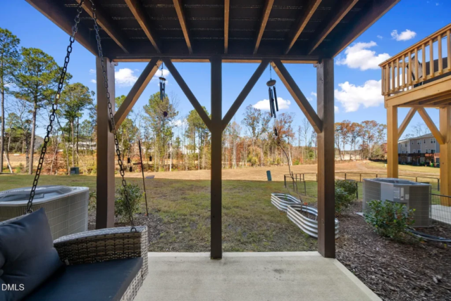 Private deck of modern Northeast Raleigh townhome