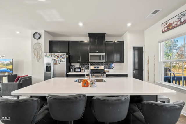 Bright kitchen with open layout in Raleigh townhome